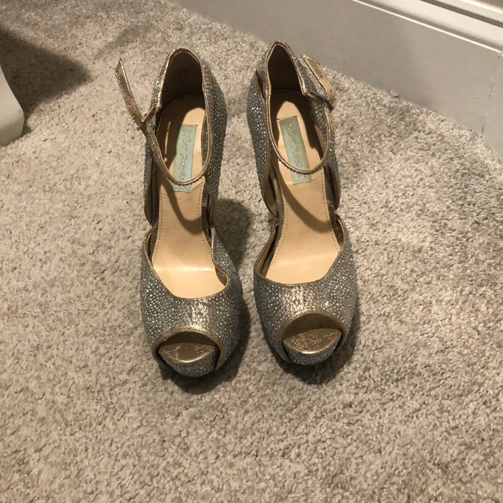 Betsy Johnson Blue Bling Platform Heels